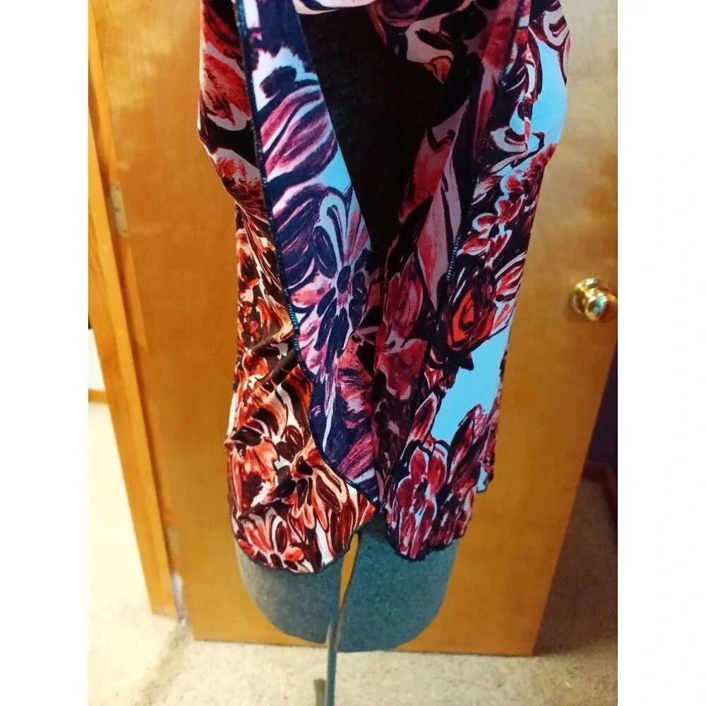 Saint Tropez West size M Blouse Orange and Black Floral - Picture 4 of 12